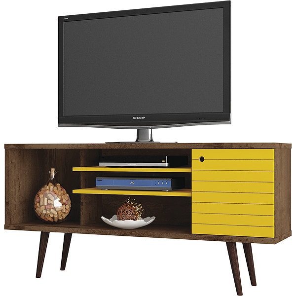 Manhattan Comfort TV Stand, Mid Century, Yellow, 53.14" - 200AMC94