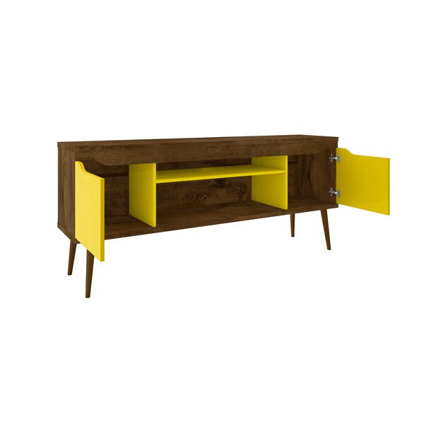 Manhattan Comfort Bradley 62.99 TV Stand, Rustic Brown and Yellow - 228BMC94