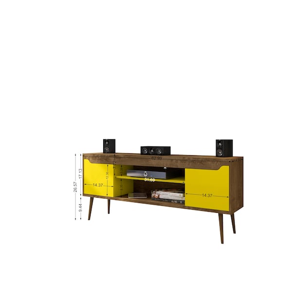 Manhattan Comfort Bradley 62.99 TV Stand, Rustic Brown and Yellow - 228BMC94