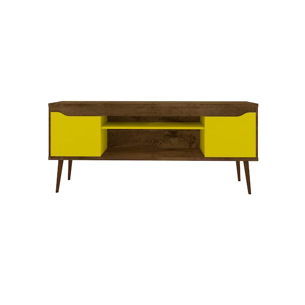 Manhattan Comfort Bradley 62.99 TV Stand, Rustic Brown and Yellow - 228BMC94
