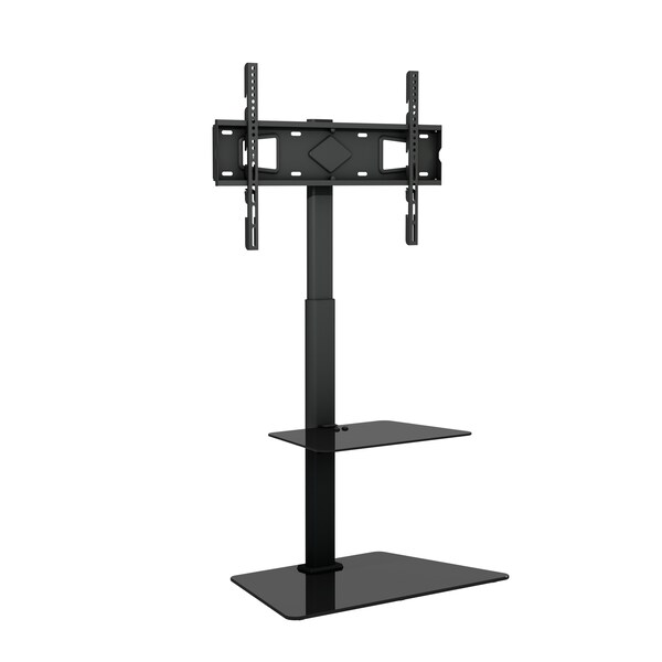 Promounts Modern Slim TV Stand with Mount for TVs 37 in. - 72 in. Up to 110 lbs with Tempered Glass Shelf - AFMSS6402