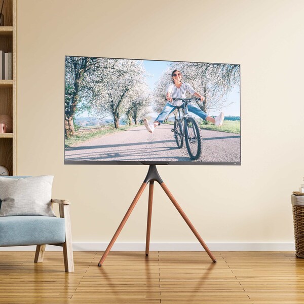 Promounts Artistic Wooden Tripod TV Stand with Mount for TVs 47 in. - 72 in. Up to 55 lbs - AFMSS6401