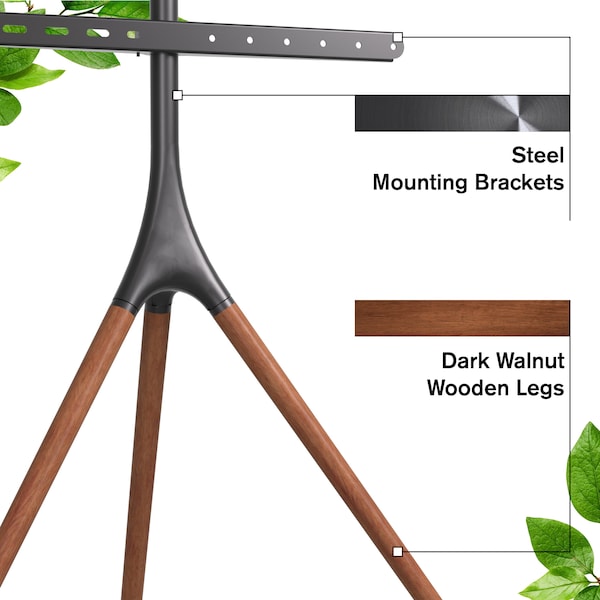 Promounts Artistic Wooden Tripod TV Stand with Mount for TVs 47 in. - 72 in. Up to 55 lbs - AFMSS6401