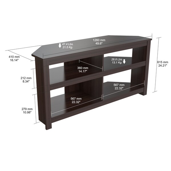 Inval Corner TV Stand 50 in. W Espresso Fits TVs Up to 60 in. with Cable Management - MTV-13519