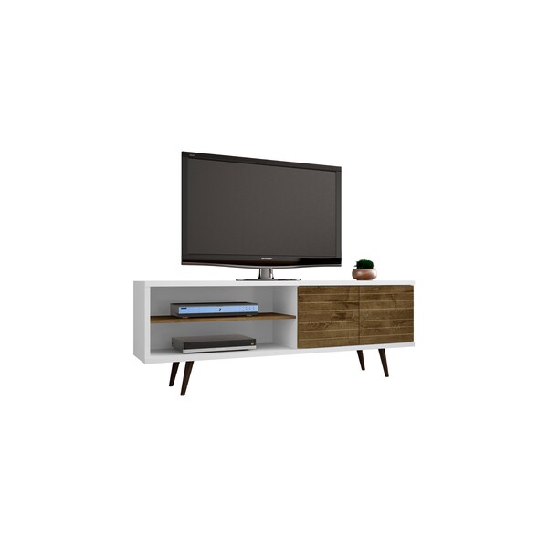 Manhattan Comfort TV Stand, Mid Century, Whitee, 62.99" - 201AMC69