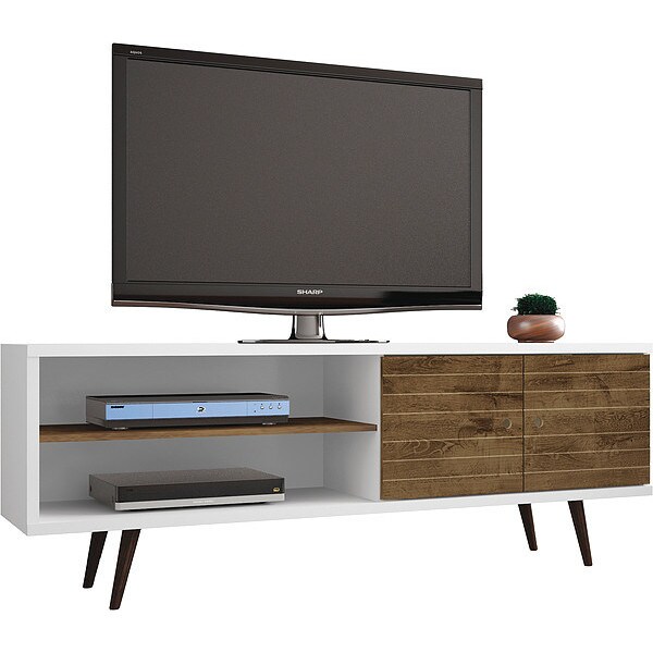 Manhattan Comfort TV Stand, Mid Century, Whitee, 62.99" - 201AMC69