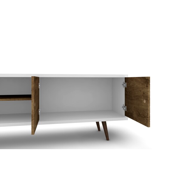 Manhattan Comfort TV Stand, Mid Century, Whitee, 62.99" - 201AMC69