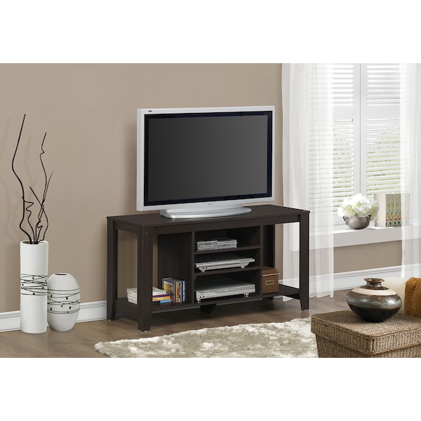 Monarch Specialties Tv Stand, 48 Inch, Console, Storage Shelves, Living Room, Bedroom, Laminate, Brown - I 3529