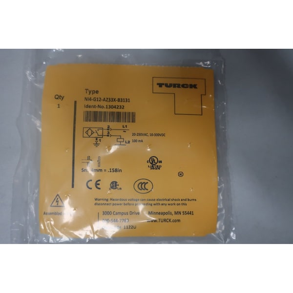 Sensor de proximidad Turck 20-250V-AC 10-300V-DC - NI4-G12-AZ33X-B3131