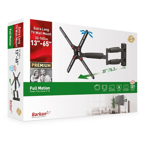 Barkan Barkan 13 - 65 inch Full Motion - 4 Movement Extra Long Flat / Curved TV Wall Mount 80 lbs Black - BM343XL