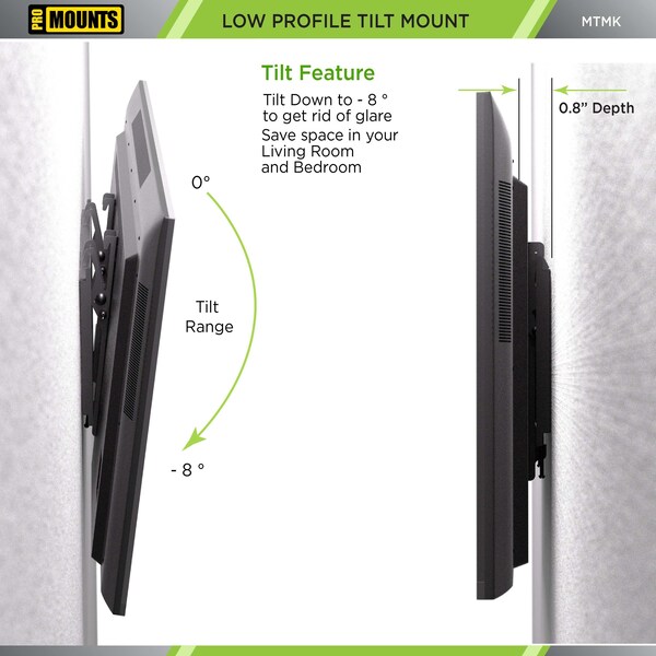 Promounts Tilt TV Wall Mount Kit for TVs 32 in. - 60 in. Up to 80 lbs - MTMK