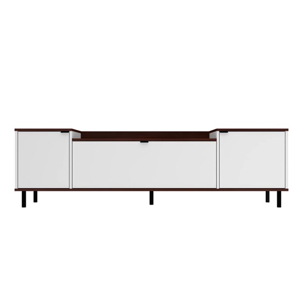 Manhattan Comfort Mosholu 66.93 TV Stand, White and Nut Brown - 304AMC227