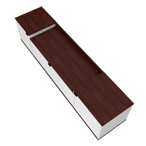 Manhattan Comfort Mosholu 66.93 TV Stand, White and Nut Brown - 304AMC227