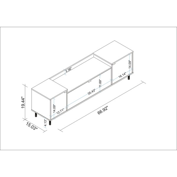 Manhattan Comfort Mosholu 66.93 TV Stand, White and Nut Brown - 304AMC227