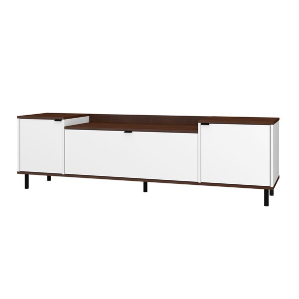 Manhattan Comfort Mosholu 66.93 TV Stand, White and Nut Brown - 304AMC227
