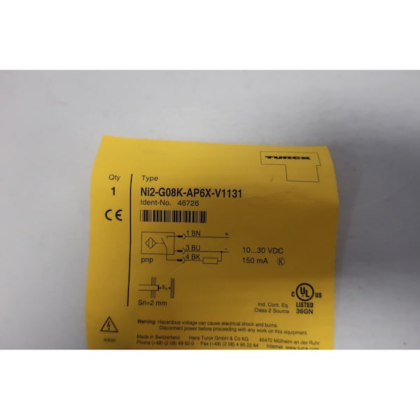 Sensor de proximidad Turck SN-2MM 10-30V-DC - NI2-G08K-AP6X-V1131