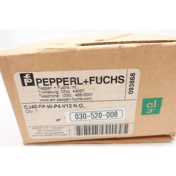 Sensor de proximidad inductivo Pepperl Fuchs CJ40-FP-W-P4-V12 de 20-253V CA - CJ40-FP-W-P4-V12