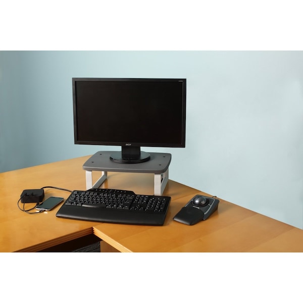 Kensington Plastic Monitor Stand, 80 lb. Capacity, Black/Gray - K60089
