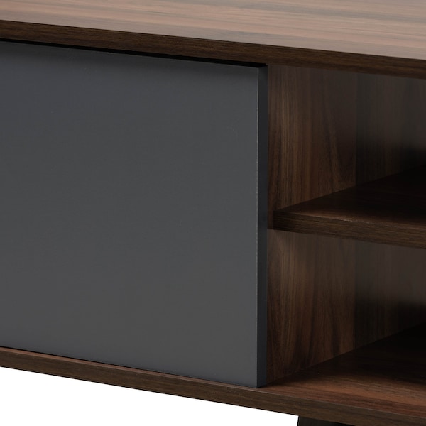 Baxton Studio Clapton Modern and Contemporary Multi-Tone Grey and Walnut Brown Finished Wood TV Stand - 179-11225-ZORO