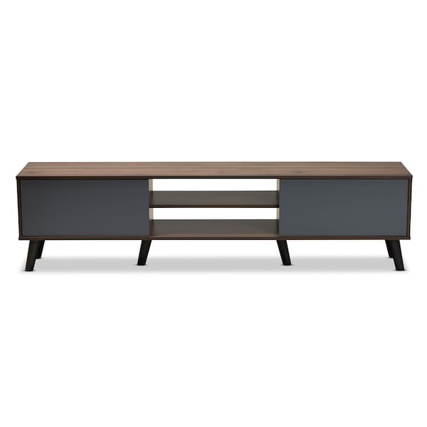 Baxton Studio Clapton Modern and Contemporary Multi-Tone Grey and Walnut Brown Finished Wood TV Stand - 179-11225-ZORO