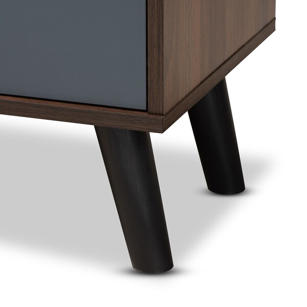 Baxton Studio Clapton Modern and Contemporary Multi-Tone Grey and Walnut Brown Finished Wood TV Stand - 179-11225-ZORO
