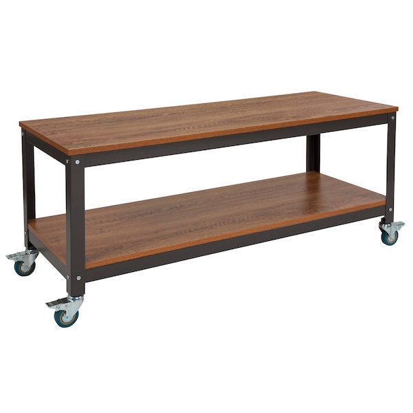 Flash Furniture TV Stand With Casters, Livingston Brown - NAN-JN-2522TR-GG
