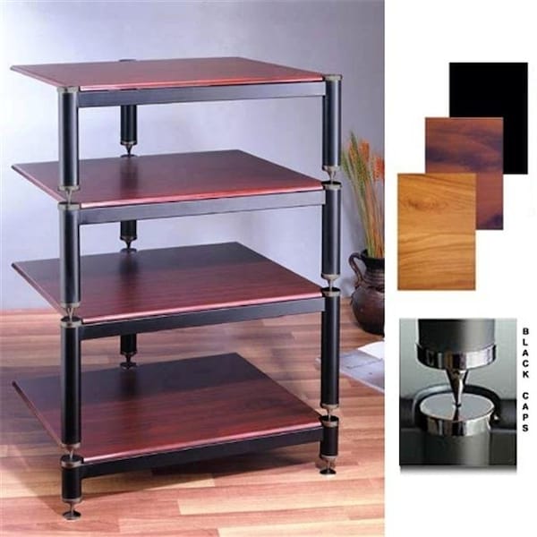 Vti Manufacturing VTI Manufacturing BL304BC 3 Black Capspike Black Poles 4 Cherry Shelves AV Stand - BL304BC