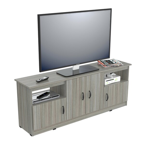 Inval TV Stand 63 in. W Smoke Oak Fits TVs Up to 60 in. with Storage Doors - MTV-16819