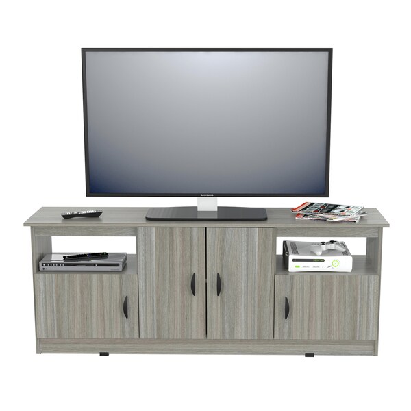 Inval TV Stand 63 in. W Smoke Oak Fits TVs Up to 60 in. with Storage Doors - MTV-16819