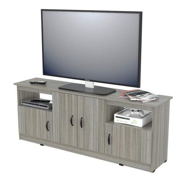 Inval TV Stand 63 in. W Smoke Oak Fits TVs Up to 60 in. with Storage Doors - MTV-16819