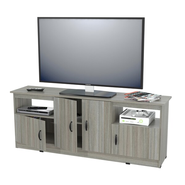 Inval TV Stand 63 in. W Smoke Oak Fits TVs Up to 60 in. with Storage Doors - MTV-16819