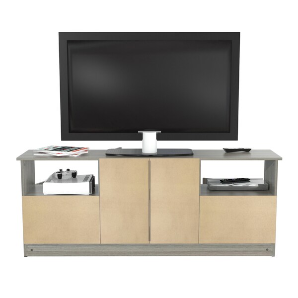 Inval TV Stand 63 in. W Smoke Oak Fits TVs Up to 60 in. with Storage Doors - MTV-16819