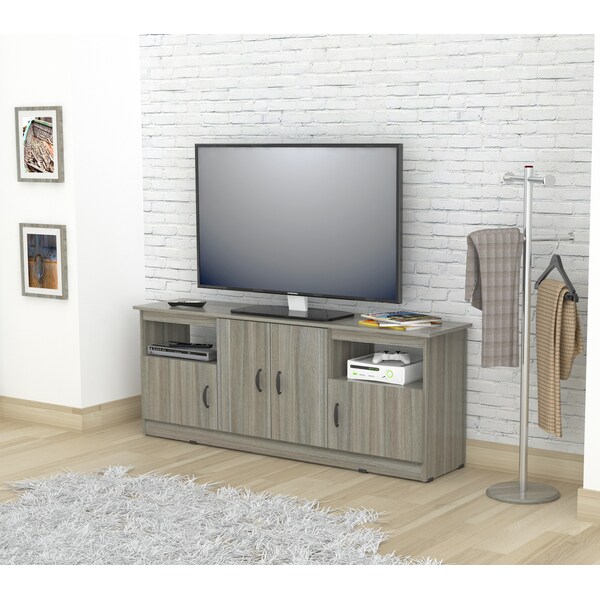 Inval TV Stand 63 in. W Smoke Oak Fits TVs Up to 60 in. with Storage Doors - MTV-16819