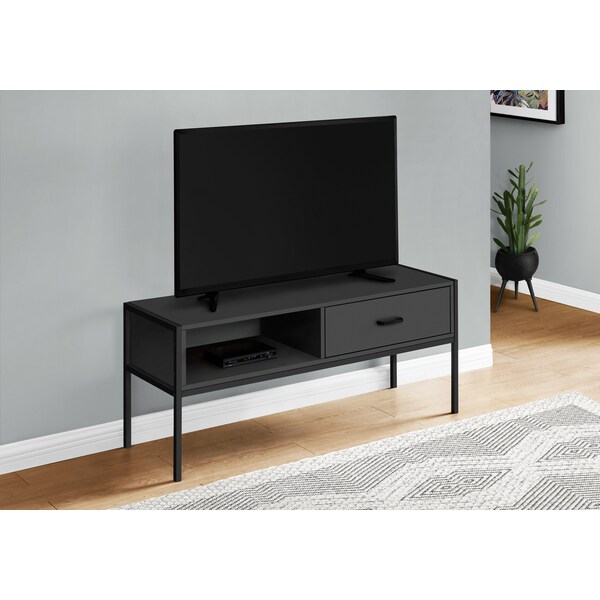 Monarch Specialties Tv Stand, 48 Inch, Console, Storage Drawer, Living Room, Bedroom, Laminate, Black - I 2874