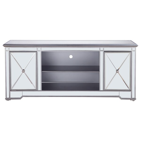 Elegant Decor 60 In. Mirrored Tv Stand In Antique Silver - MF601S
