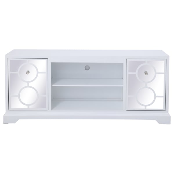 Elegant Decor 60 In. Mirrored Tv Stand In White, 677532 - MF801WH