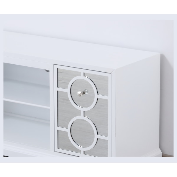Elegant Decor 60 In. Mirrored Tv Stand In White, 677532 - MF801WH