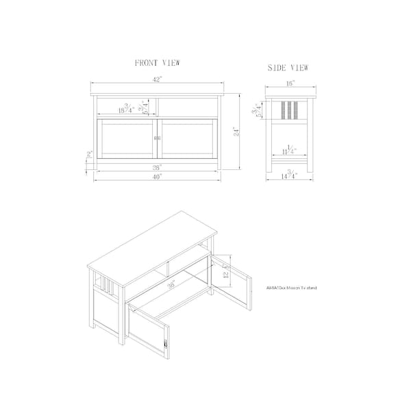 Alaterre Furniture Classic Mission Style TV Stand, Cherry, 42" W - AMIA1060