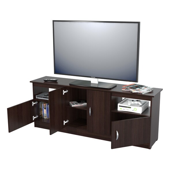 Inval TV Stand 63 in. W Espresso Fits TVs Up to 60 in. with Storage Doors - MTV-6719