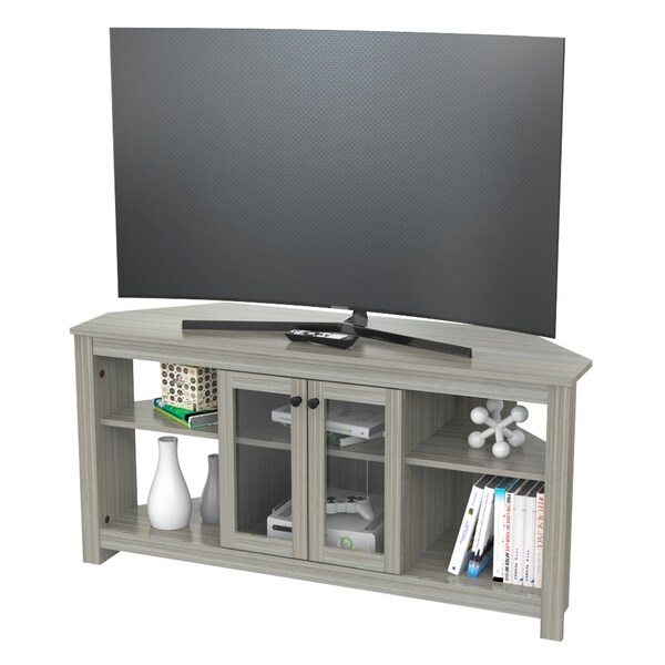 Inval Corner TV Stand 50 in. W Washed Oak Fits TVs Up to 60 in. with Adjustable Shelves - MTV-20019