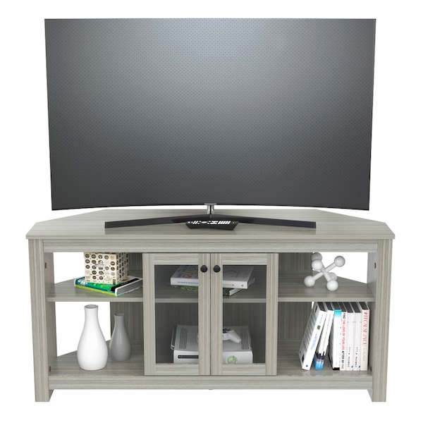 Inval Corner TV Stand 50 in. W Washed Oak Fits TVs Up to 60 in. with Adjustable Shelves - MTV-20019