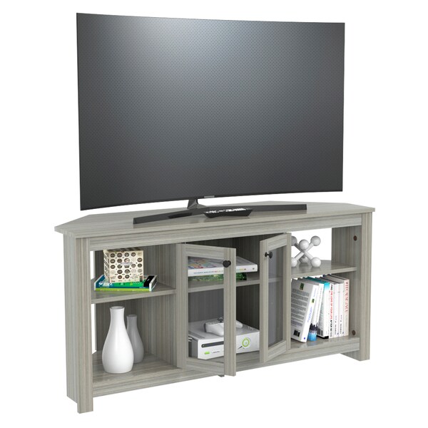 Inval Corner TV Stand 50 in. W Washed Oak Fits TVs Up to 60 in. with Adjustable Shelves - MTV-20019