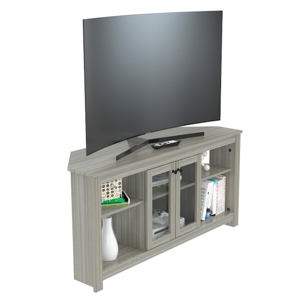 Inval Corner TV Stand 50 in. W Washed Oak Fits TVs Up to 60 in. with Adjustable Shelves - MTV-20019