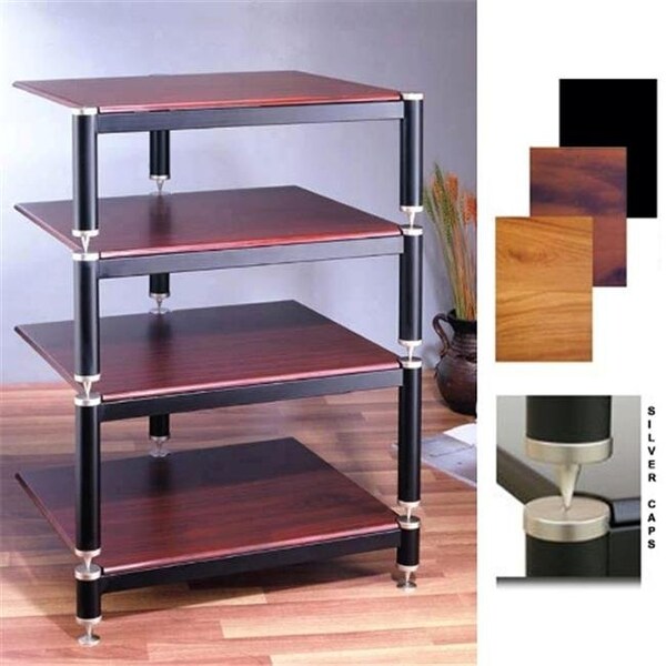 Vti Manufacturing VTI Manufacturing BL304SC 3 Silver Capspike Black Poles 4 Cherry Shelves AV Stand - BL304SC