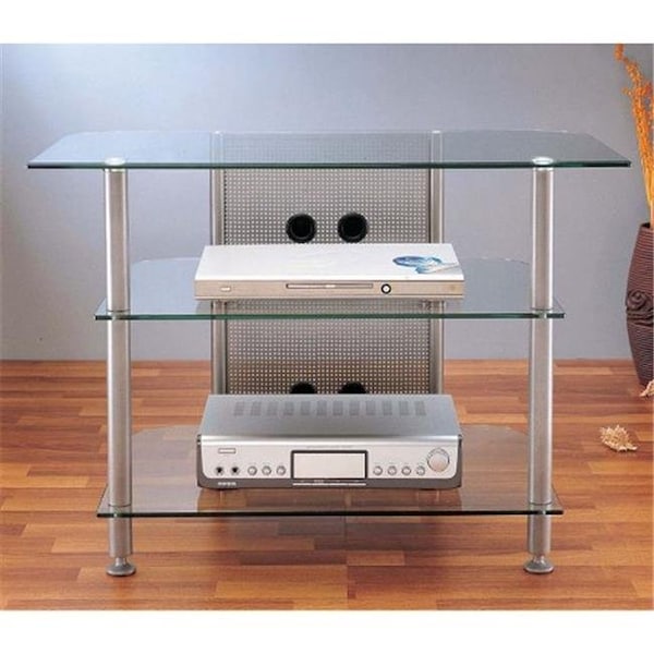 Vti Manufacturing VTI Manufacturing AGR37S 4 Silver Poles 3 Glass Shelves 37 in. LCD & TV Stand - AGR37S