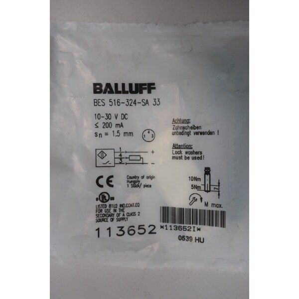 Sensor de proximidad Balluff Bes 516-324-Sa 33 113652 10-30V-Dc - BES 516-324-SA 33 113652