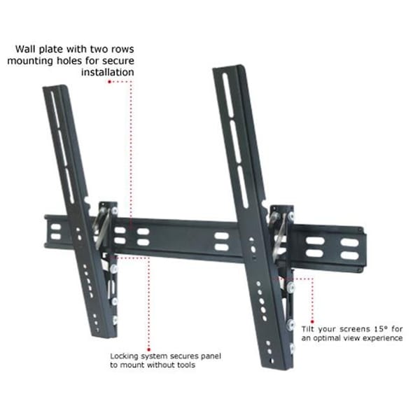 Tygerclaw TygerClaw LCD3036BLK TygerClaw 32 in. - 63 in. Ultra Slim Tilt Wall Mount - Black - LCD3036BLK