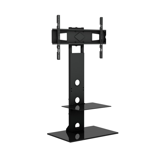 Promounts Modern TV Stand with Mount for TVs 37 in. - 72 in. Up to 110 lbs with Tempered Glass Shelf - ATMSS6401-02