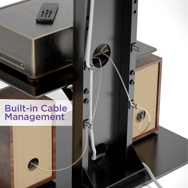 Promounts Modern TV Stand with Mount for TVs 37 in. - 72 in. Up to 110 lbs with Tempered Glass Shelf - ATMSS6401-02