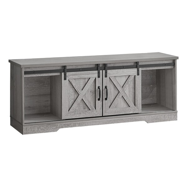 Monarch Specialties Tv Stand, 60 Inch, Console, Storage Cabinet, Living Room, Bedroom, Laminate, Grey - I 2747